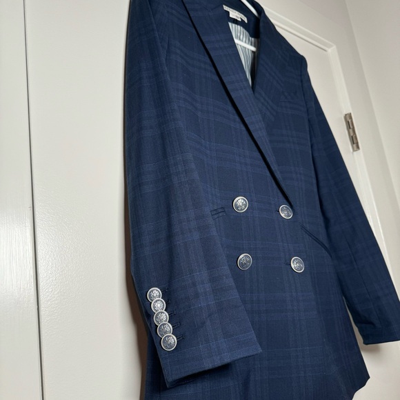 ORIA Dickey Jacket Blazer VERONICA BEARD Blue/Navy Double-Breasted Button Size 4 - Picture 8 of 16
